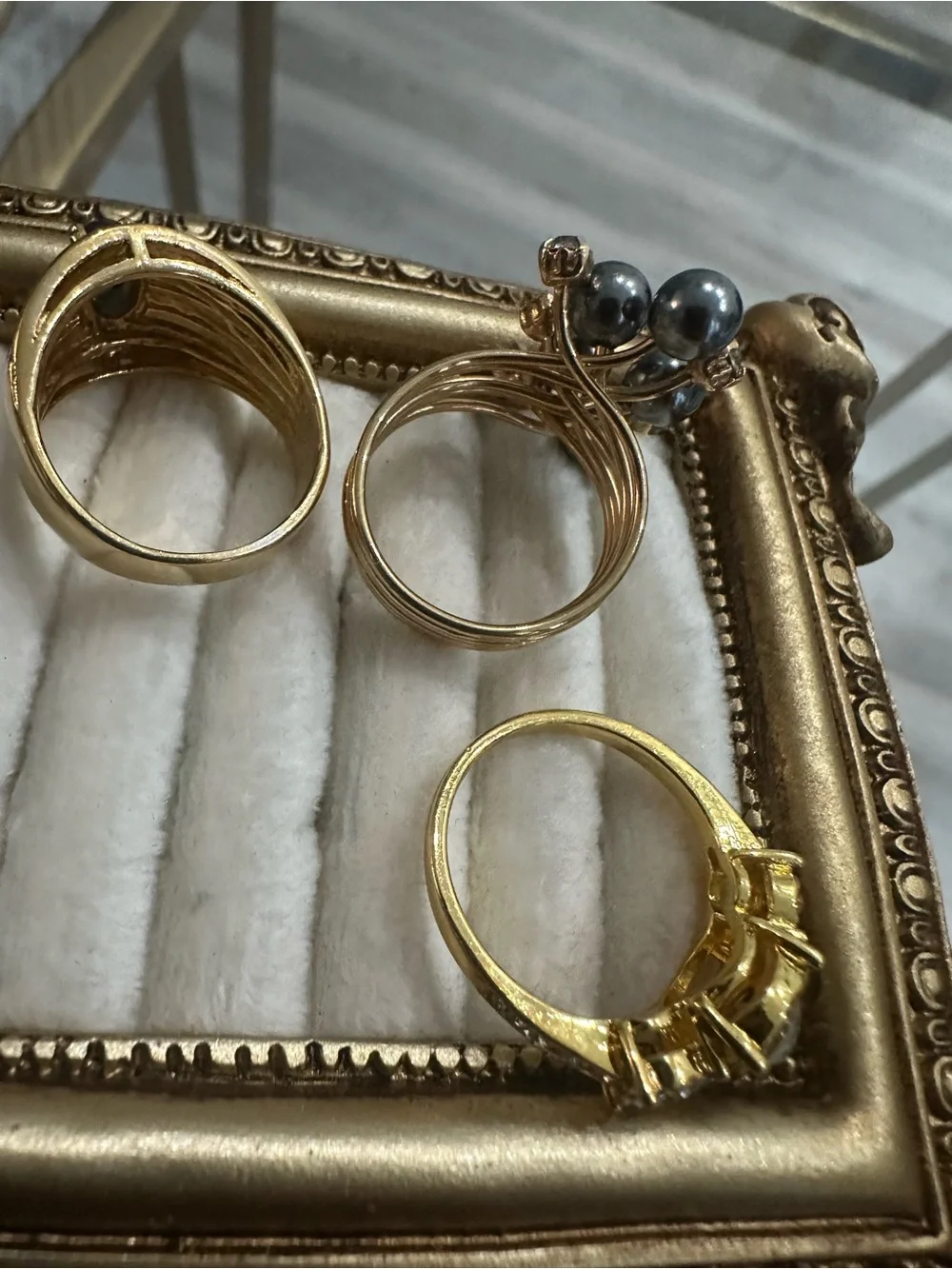Gold Ornate Ring Display Stand with Velvet Insert - Home Accents